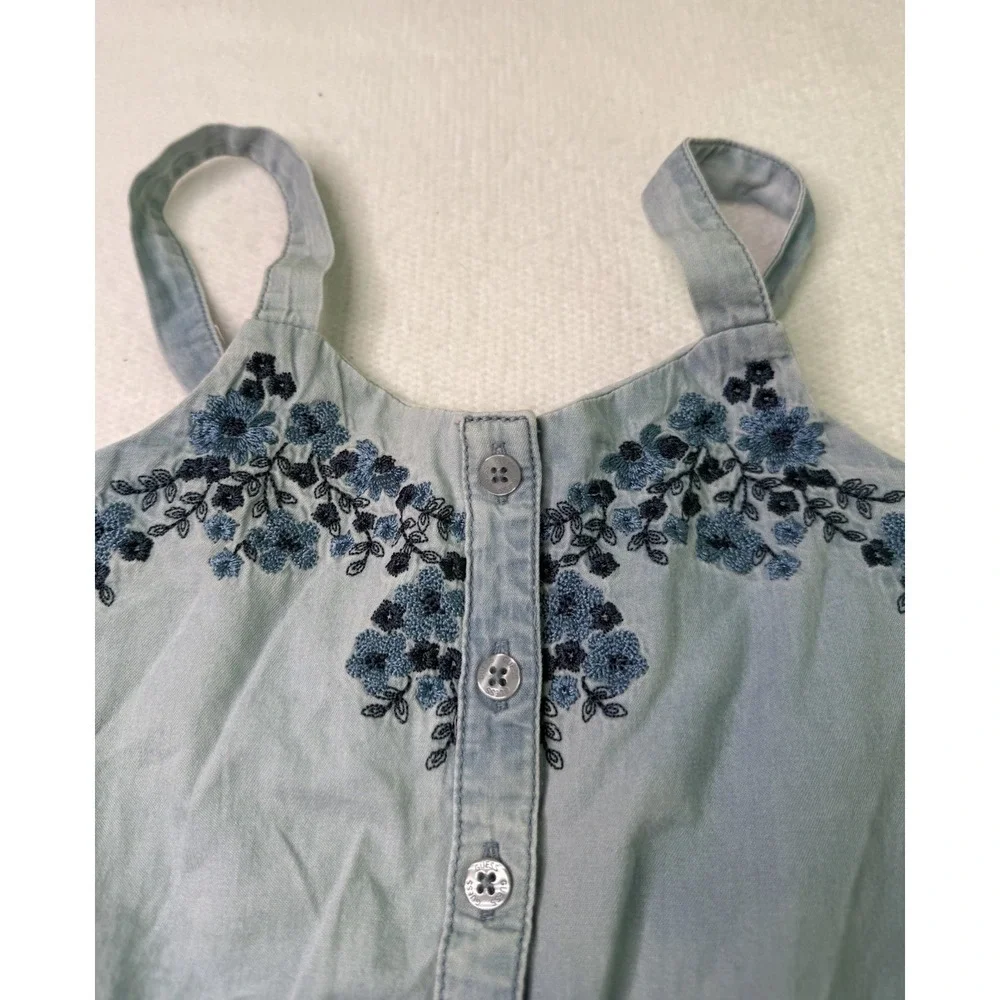 GUESS Kids Denim Dress With Embroidered Top And Ruffle‎ Skirt Sz 4T SpringNWT